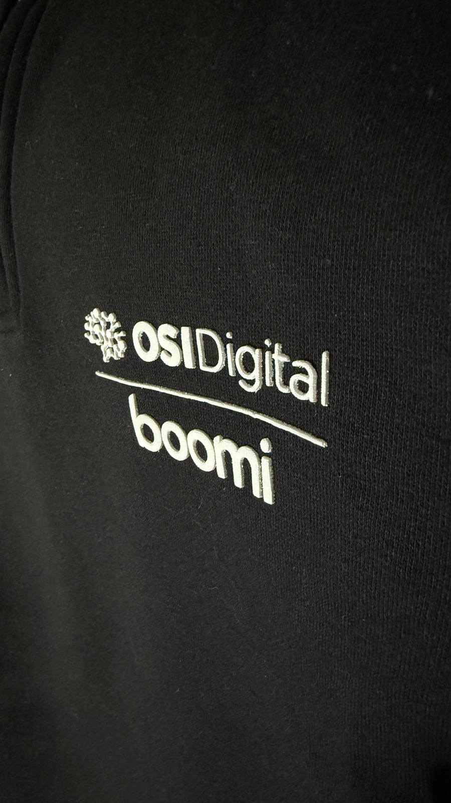 Custom embroidered OSI Digital quarter-zip